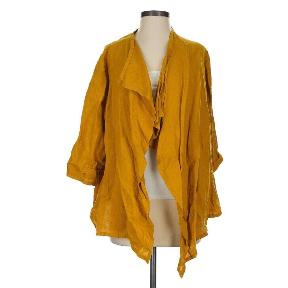 BRYN WALKER 100% linen open cardigan | S